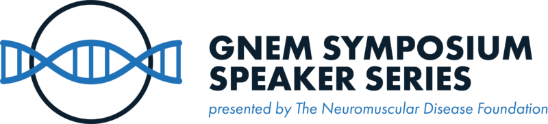 Logo of the GNEM Symposium Speaker Series, presented by The Neuromuscular Disease Foundation